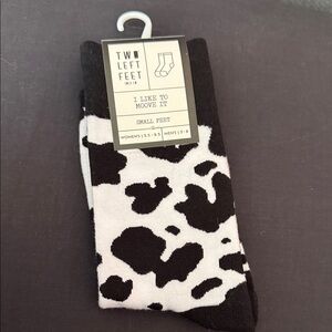 NWT Black and White Cow Print Socks